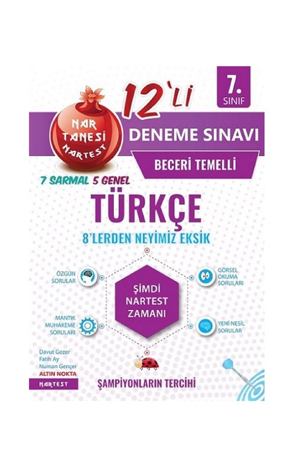 Nartest Yayınları 7.Sınıf Mavi Türkçe 12 Deneme Sınavı