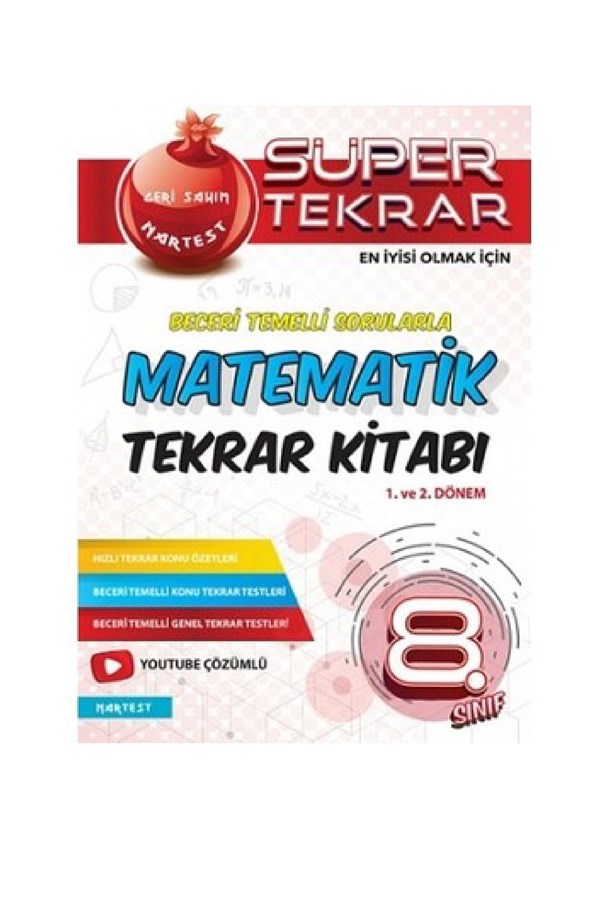 Nartest Yayınları 8.Sınıf Kırmızı Matematik Süper Tekrar Kitabı