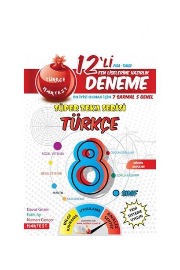 Nartest Yayınları 8.Sınıf Kırmızı Nar Efsane Türkçe 12 Deneme Sınavı (7 Sarmal + 5 Genel)