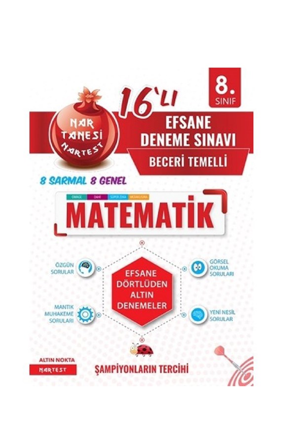 Nartest Yayınları 8.Sınıf Kırmızı Nar Efsane Matematik 16 Deneme Sınavı